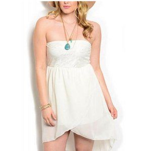 Noble U Women's Prom Dress Tulip-Chiffon-Overlay Strapless Cream Plus Size 1XL